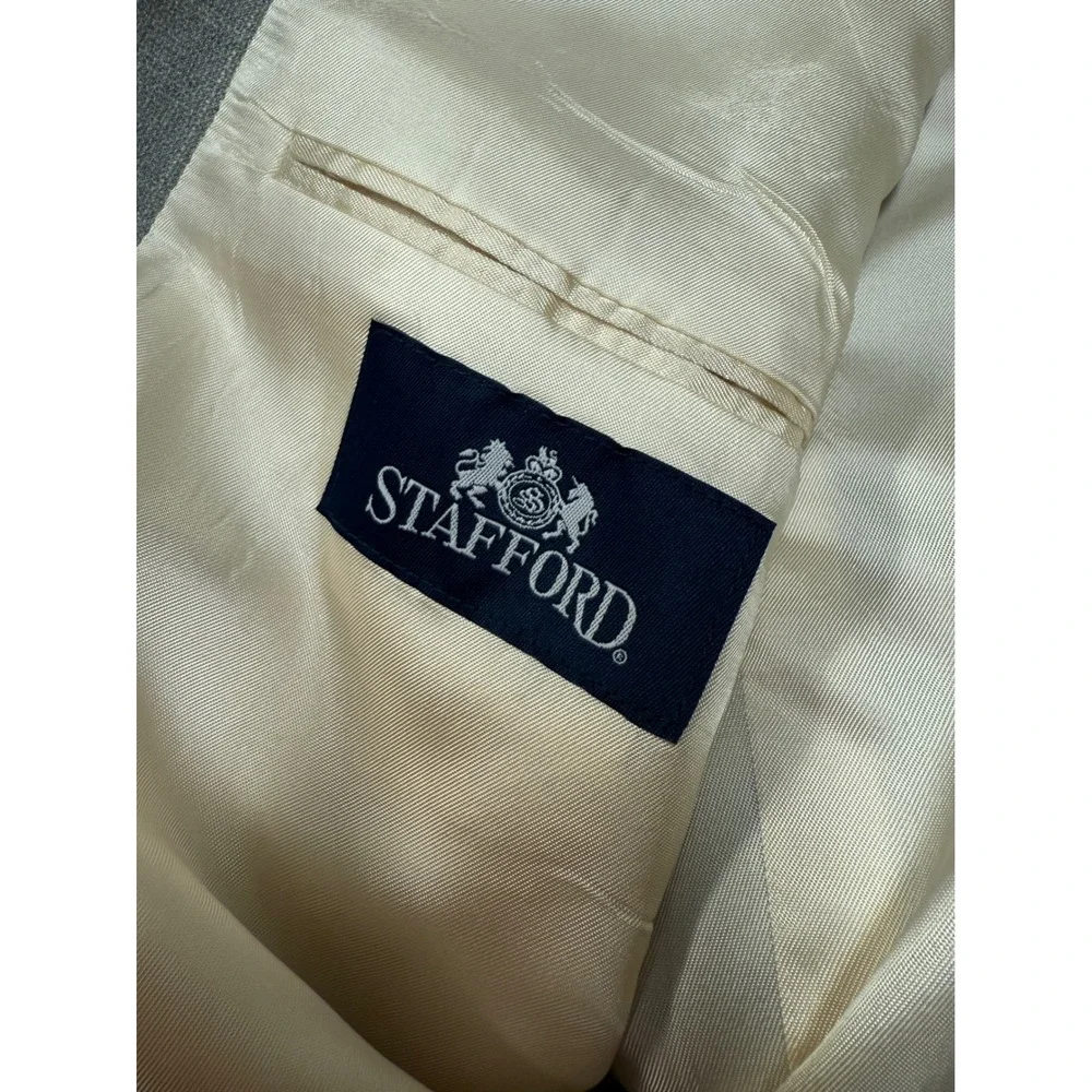 Stafford Mens Gray Blazer Jacket 42R Polyester Rayon Classic Fit‎